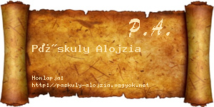 Páskuly Alojzia névjegykártya